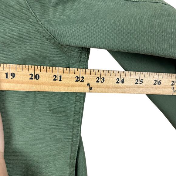 L.L.Bean Women’s Army Green Utility Denim Jacket Cargo Pocket Field Coat M - Picture 8 of 9